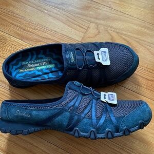Skechers Biker Flats Relaxed fit slip on shoes size 9.5 Blue NWOB